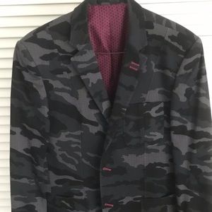 Bogosse Mens Gray Camo Blazer 52R